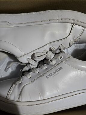 Coach High Line Optic White Leather Low-Top Sneakers Size 7 Escape